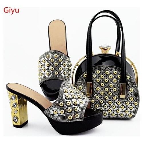 Doershow New Arrival BLACK Italian Shoes and Bag Sets African Shoes and Bag Sets for Party In Women Italy Shoes!KO1-1
