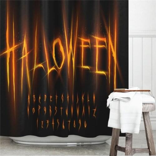 Europe Gold Letter Halloween Shower Curtains Waterproof Fabric Bathroom Curtain Festival Family Dress Up Living Room Background