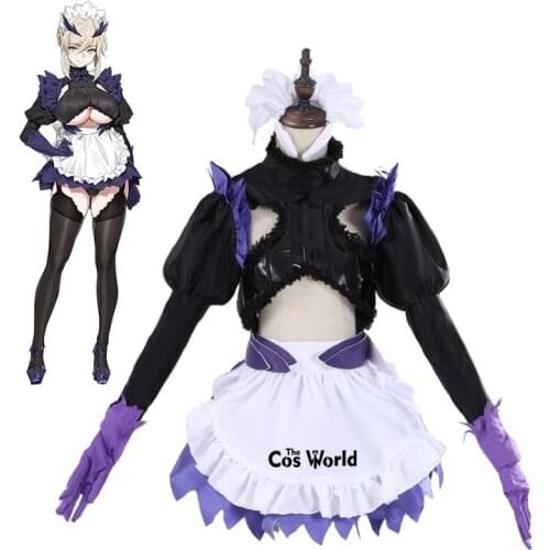 FGO Fate Grand Order Arturia Pendragon Lancer Alter Maid Apron Dress Uniform Outfit Anime Cosplay Costumes
