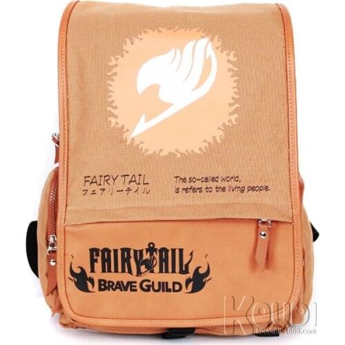 Hot Anime fashion FAIRY TAIL LOGO printing Khaki color Leisure man woman bags Backpacks Free shipping schoolbag Backpacks