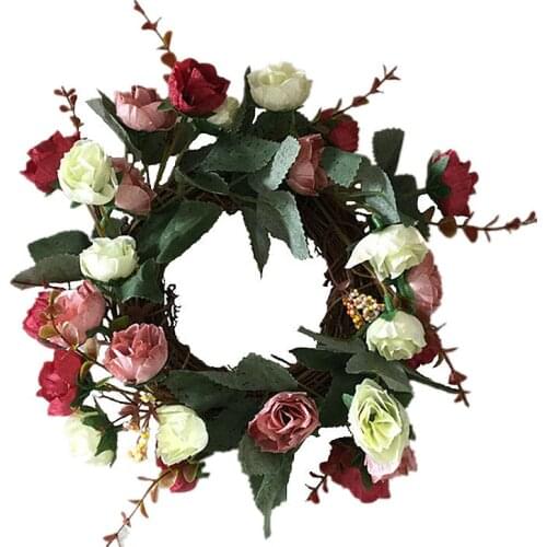 Silk Rose Peony Artificial Flowers Wreaths Door Perfect Quality Simulation Garland For Wedding Home Party Decoration