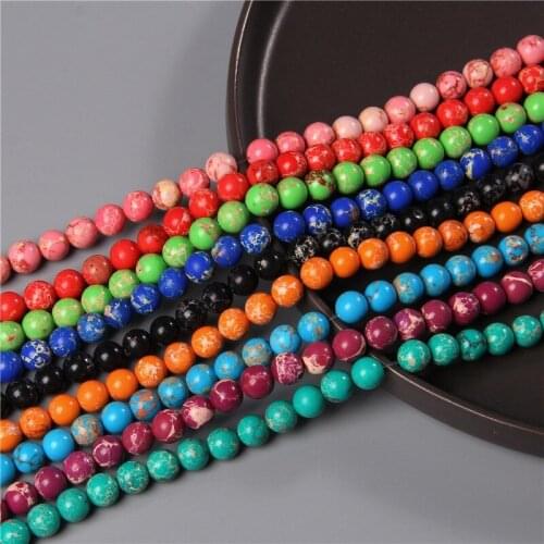 Colorful Imperial Jaspers Round Stone Beads Loose Spacer Bead Charm Bracelet Necklaces for Jewelry Making 15" 6 8 10MM Wholesale