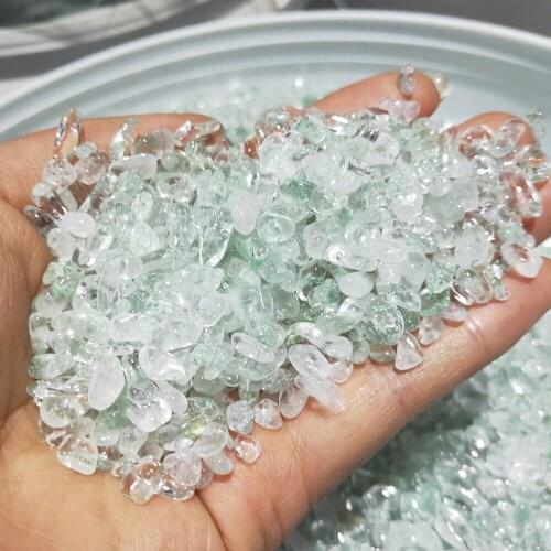 Crystal gravel Natural garden Quartz chips Healing Crystal palm stone green ghost stone macadam Reiki 100g