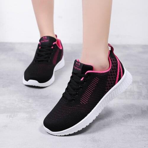 Women Casual Shoes Fashion Breathable Women Sneakers Walking Mesh Lace Up Flat Shoes Sneakers Women Tenis Feminino Gym Shoes