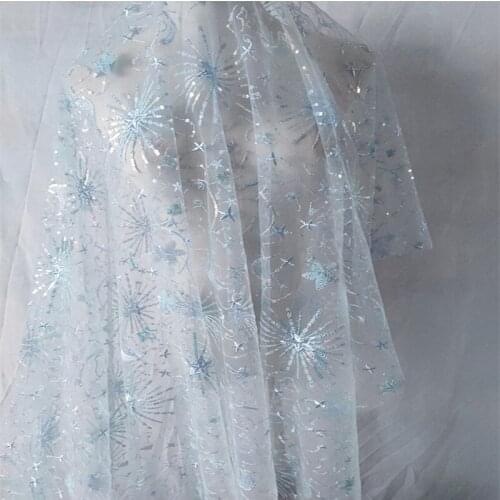 New French sequined lace fabric border embroidery flowers wedding dress DIY sewing fabric