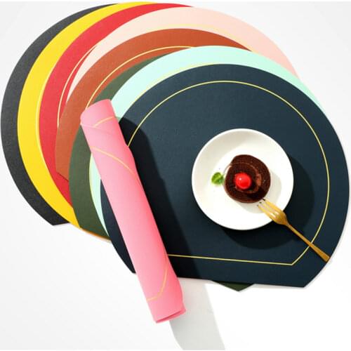 Nordic Style Leather Western Table Mat PVC Oil-Proof Table Mat Hotel Home Dining Plate Mat Non-Slip Heat Insulation Pad