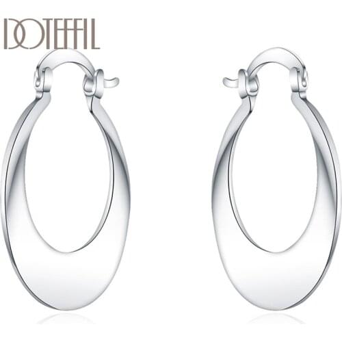 DOTEFFIL Moon Earrings Minimalist Geometric Shape 925 Sterling Silver For Women Birthday Party Jewelry Accessories Gift