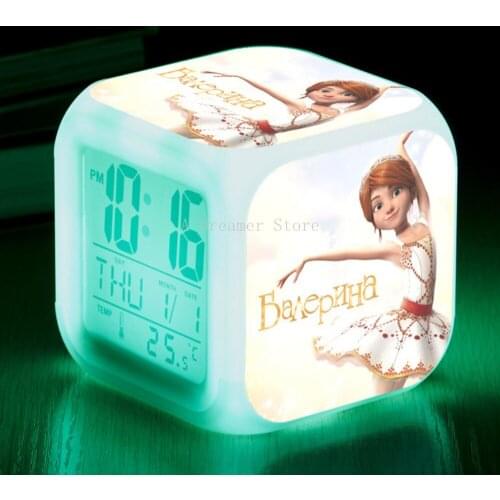 Cartoon Dancing Ballet Girl LED Alarm Clock Flashing Colorful Touch Lights Flashing Toilet-Bound Figures Toys For Kids Custom