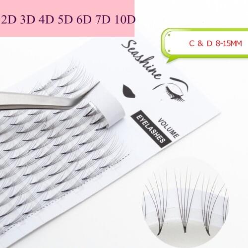 Seashine 2D 3D 4D 5D 6D 7D 10D False Lashes Premade Russian Volume Fans Faux Mink Premade Eyelash Extensions Makeup Cilios