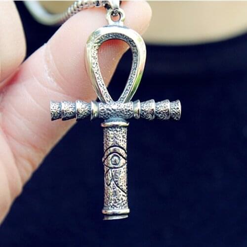 Fine Hand-made Retro Handsome Tide Brand Horus Eye Cross Pendant Mens and Womens Jewelry Necklaces