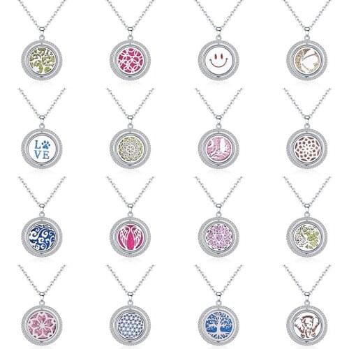 Aroma Diffuser Necklace Aromatherapy Trendy Rotation Stainless Steel Jewelry Pendant Perfume Essential Oil Diffuser Locket Neckl