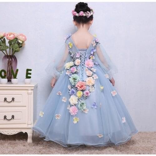 Flower Girls Dresses Long Children 's Wedding Flower Fairy Dress Dancing Children Baby Anniversary Christening Dresses for Girls