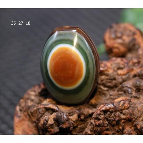 Big Treasure Timestown UPD21267A1 Energy Tibetan Colorful Agate Olive Shape Heaven Eye dZi Bead Pendant Totem P2B3