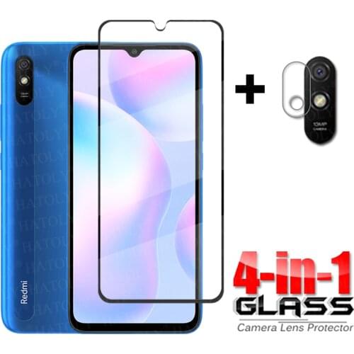 4-in-1 Glass on Redmi 9A Full Cover Tempered Glass For Xiaomi Redmi 9A 9 A 9AT HD Phone Screen Protector Redmi 9A Camera Glass