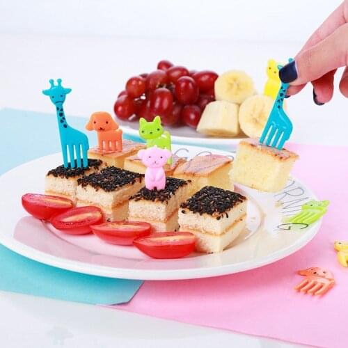 Animal Farm Fruit Fork Mini Cartoon Children Snack Cake Dessert Food Fruit Pick Toothpick Bento Lunches Party Decor Tableware