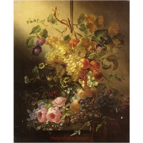 Embroidery Counted Cross Stitch Kits Needlework - Crafts 14 ct DMC Color DIY Arts Handmade Decor - Flowers, Fruit and a Bird