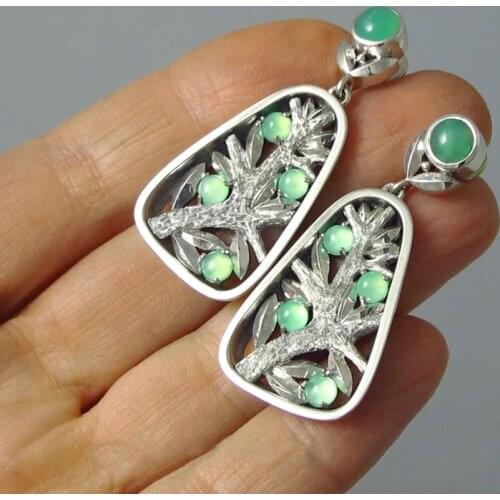 Fashion Women Green Stone Drop Earrings Classic Lady Dangle Earrings Jewelry for Female Gift Aretes De Mujer Modernos 2020