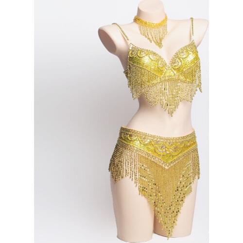 Hot Sale Women belly dance costume belly dancing belt belly dance bra set clothes Sexy Night dance Carnival Tops Chain BRA Belt