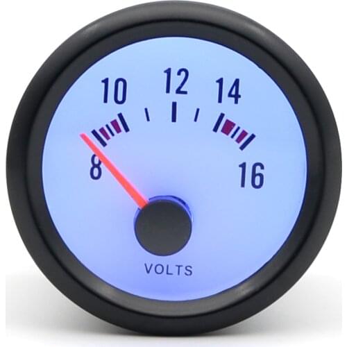 2" 52mm Dragon Gauge Car Meter Volt Gauge 8-16V Analog Black Case With Blue LED