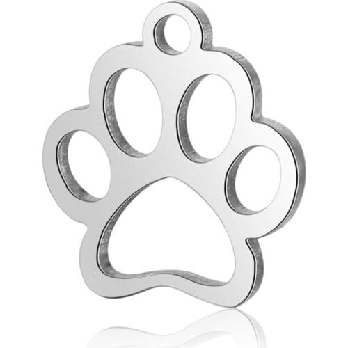 20pcs/lot Stainless Steel Metal DIY Jewelry Findings Necklace Bracelet Dog Paw Charms for Jewelry Making