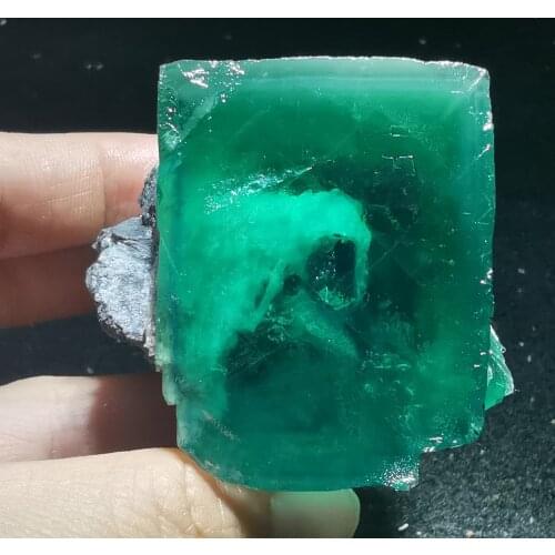 204.2gNatural rare square green fluorite mineral specimen crystal healing energy ring vein stone home decoration