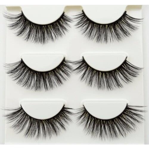 3 Pairs Fake Mink Eyelashes Handmade 3D Faux Mink Lashes Full Strip Lashes Reusable False Eyelashes Cilios Posticos Maquiagens