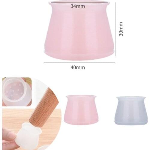 4PC Transparent Thickened Table And Chair Foot Cover Wear resistant Non-slip Chair Leg Cushion Rubber Stool Leg Protective Cover