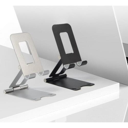 Aluminium Alloy Universal Portable Double Folding Adjustable Desk Cell Phone Tablet Holder Stand Bracket Adjustable Angle