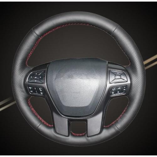 Car Braid On The Steering Wheel Cover for Ford Ranger 2016 2017 2018 2019 Everest 2016 2017 2018 2019 Auto Braiding Wheel Covers