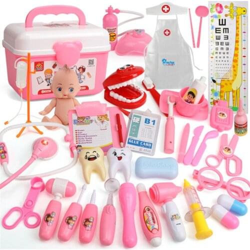 Children Suitcases Medical kit Sound Lighting Stethoscope Kids Toys Doctor Set Cosplay Doctor Costume Stethoscope Gift