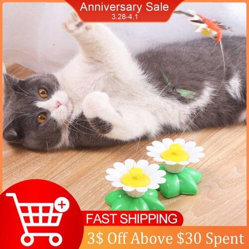 Electric Rotating Funny Cat Toy Bird Butterfly Pet Interactive Automatic Teaser Kitten Scratch Trainning Random Color