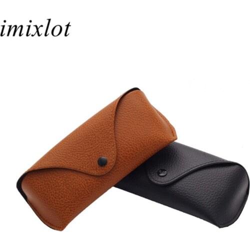 Imixlot Classic Fashion Men Women Portable Leather Glasses Case for Eyewear Storage Box 2 Colors Magnetic Buckle Glasses Bag