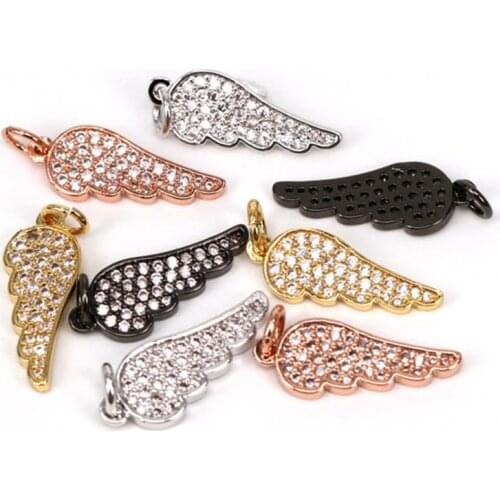 Fashion Micro Pave Angel Wing Pendant CZ Angel Wing Charm Unisex Men Women Necklace Hand Chain Bracelet