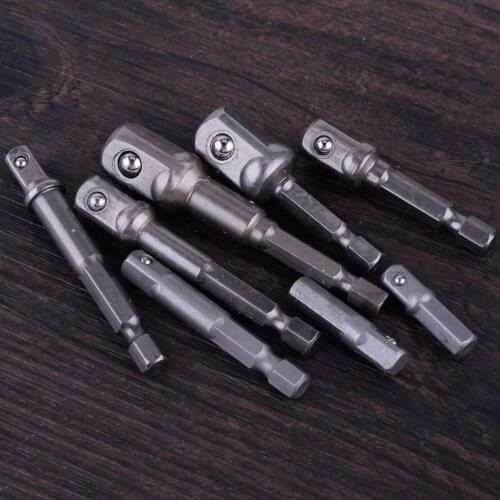 LETAOSK 1/4" 3/8" 1/2" Socket 1/4" hex shank Bit Adapter Drill Nut Driver Power Extension Bar Set 3 / 8 Pcs