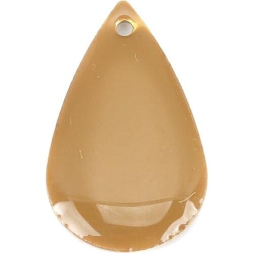 Doreen Box Copper Enamelled Sequins Water-Drop Shaped Candy Color Charms Gold Color Metal Pendants Jewelry 21mm x 13mm, 10 PCs