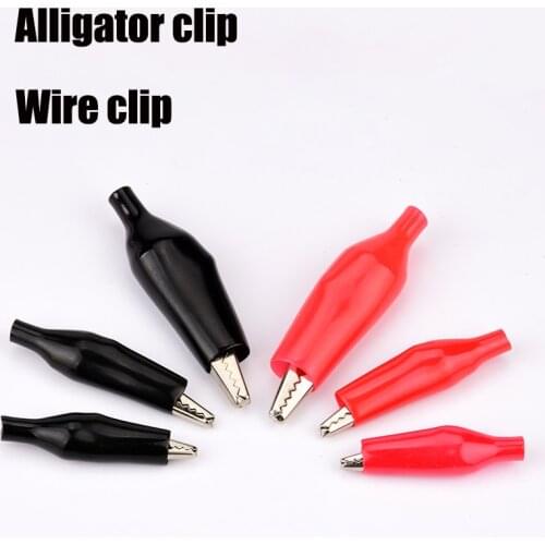 28MM metal crocodile clip G98 electric crocodile clip 35mm 45mm probe test probe red and black belt plastic starter car battery