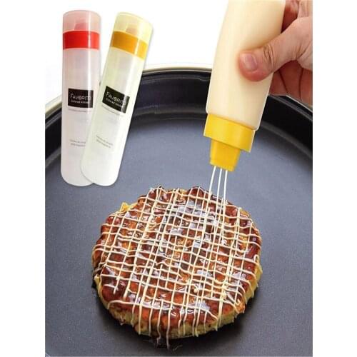 300ml Salad Dressing Squeeze Bottle Sauce Ketchup 4 Holes Refillable Squeeze Bottles Condiment Dispenser With Cap Kitchen Tools