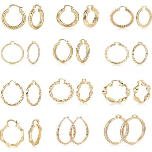 Trendy Hip hop Rock Gold Plated Copper Hoop Earrings For Women Round Earring Fashion Jewelry Party Wedding Accessories Gift