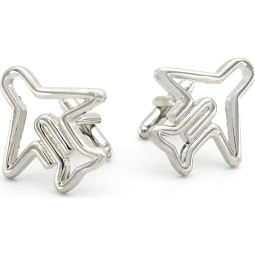 Mens Model Plane Cuff Links Copper Material Silver Color