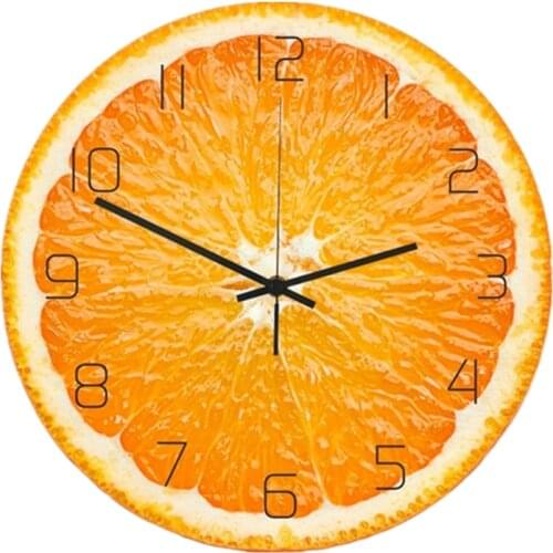 Orange Fruit Kitchen Wall Clock Watermelon Lemon Mute Creative Hanging Clocks for Walls Horloge Murale Living Room Fruit Shop