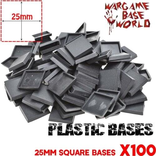 NEW Miniatures base and wargame model bases Lot of 100 25mm Square plastic Bases for warhamemr