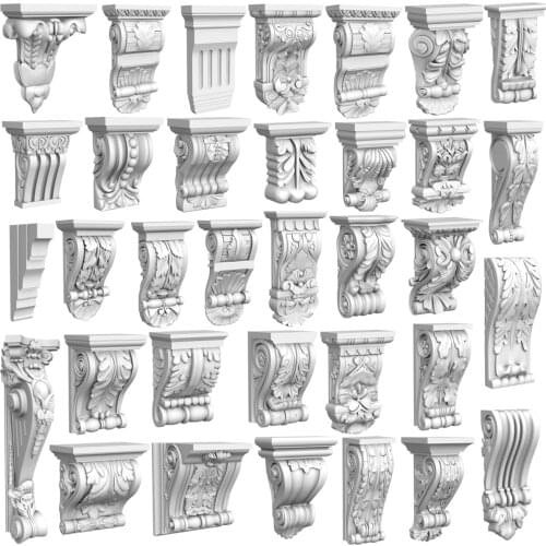Approx 30pcs Supports Stands Legs 3D model for cnc 3D carved figure sculpture machine in STL file 3D furniture chapiter decor