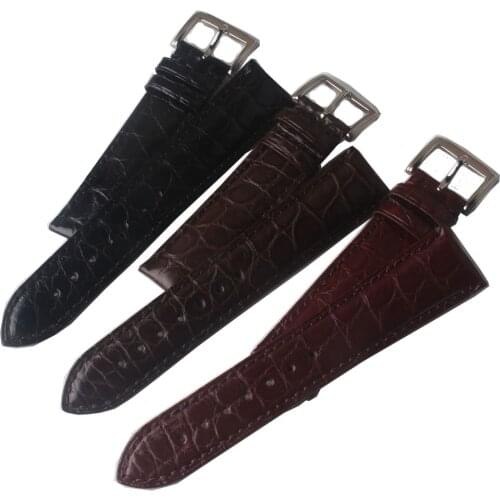 Promotion Watchband Alligator leather+cowhide skin Watch strap black dark brown 18mm 19mm 20mm 21mm 22mm for luxury wristwatches