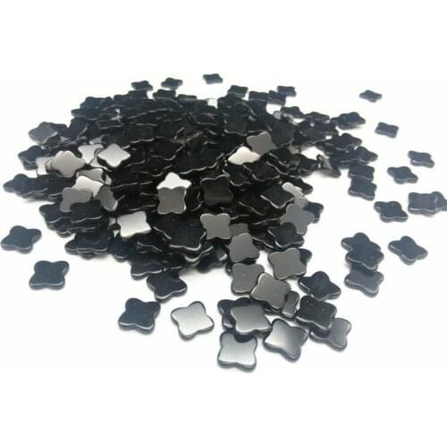 Sadafu Wholesale AAAAA grade 8*8mm-22*22mm Four Leaf Clover Natural Black Onyx