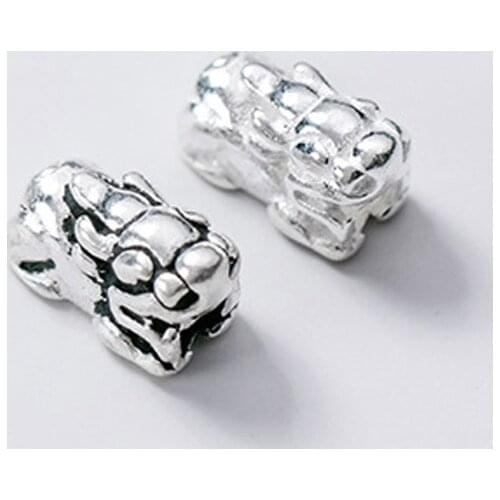 925 Sterling Silver Chinese Fabulous Wild Beast Lucky Loose Beads Handmade Bracelets Silver Spacer Beads DIY Jewelry Findings