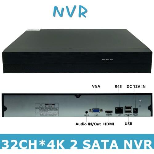32*5MP H.265 NVR DVR Network Digital Vidoe Recorder Intelligent Analys Max 2*8T ONVIF CMS XMEYE P2P CLoud RTSP