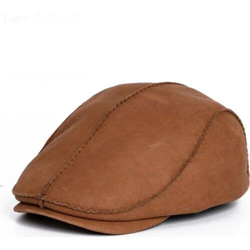 Winter Men Wool Bonia Caps Male Distressed Retro Hand Stitch 100% Fur One Warm Tab Earflap Beret Hats Old 2021 New