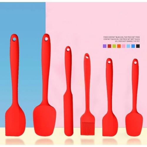 Silicone cream scraper 6-Piece Set integrated silicone scraper cake cream knife multifunctional baking tool