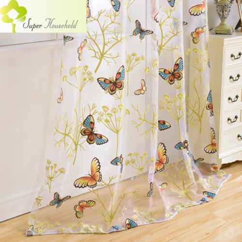 Modern Curtains For Dormitorio Voile Bedroom Kids Children Room Butterfly Windows Tulle For Living Room Window Treatments