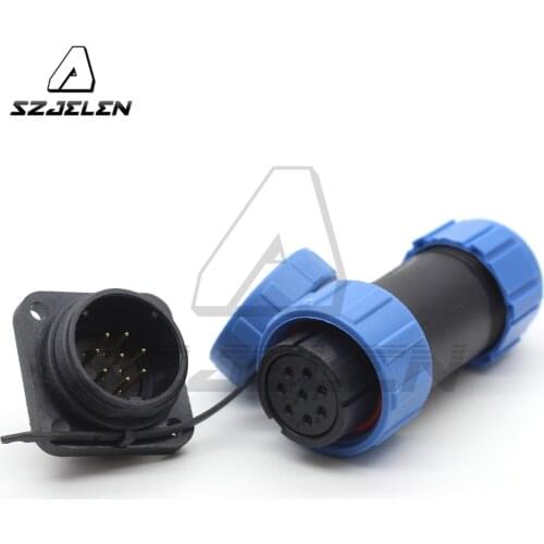 SP21 8 Pin Waterproof Connector Automotive Square Panel Mount Cable Connectors Male Socket and Female Plug IP68